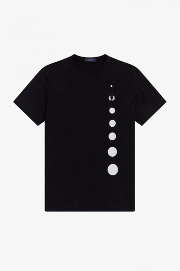 Black Fred Perry Gradient Dot Men's T Shirts | PH 1681NWYB